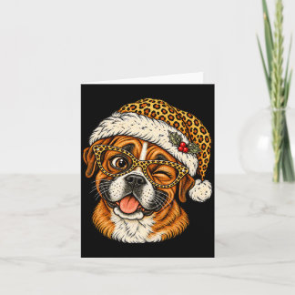 Funny Christmas Boxer With Leopard Santa Hat Cute Card
