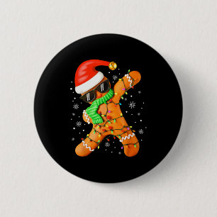 Funny Christmas Boys Kids Dabbing Gingerbread Xmas Button