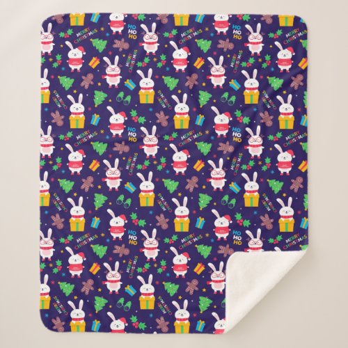 Funny Christmas Bunnies Sherpa Blanket