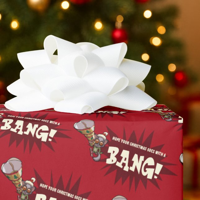 Funny Christmas Bush Baby Xmas Bonbon Bang Cartoon Wrapping Paper (Creator Uploaded)