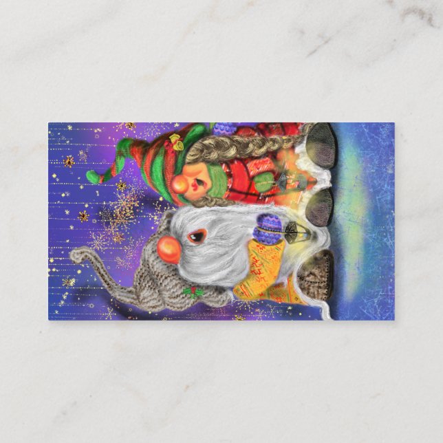 Funny Christmas Business Card Happy Singing Gnomes (Back)