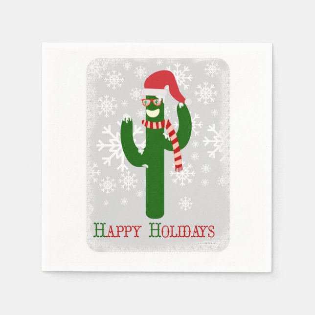 Funny Christmas Cactus Paper Napkins (Front)
