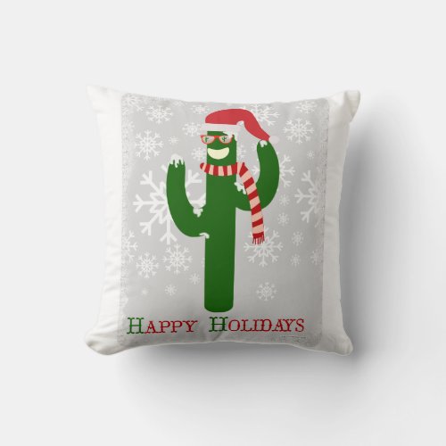 Funny Christmas Cactus Throw Pillow