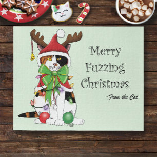 Funny Christmas Calico Cat Jigsaw Puzzle