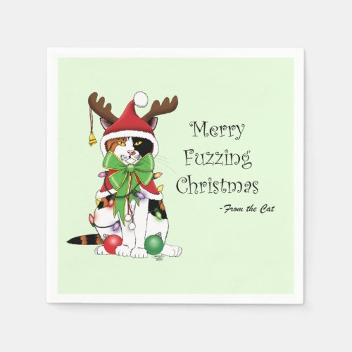 Funny Christmas Calico Cat Napkins