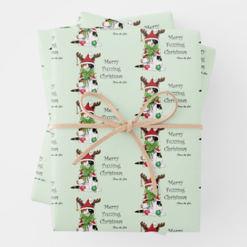 Funny Christmas Calico Cat Wrapping Paper Sheets