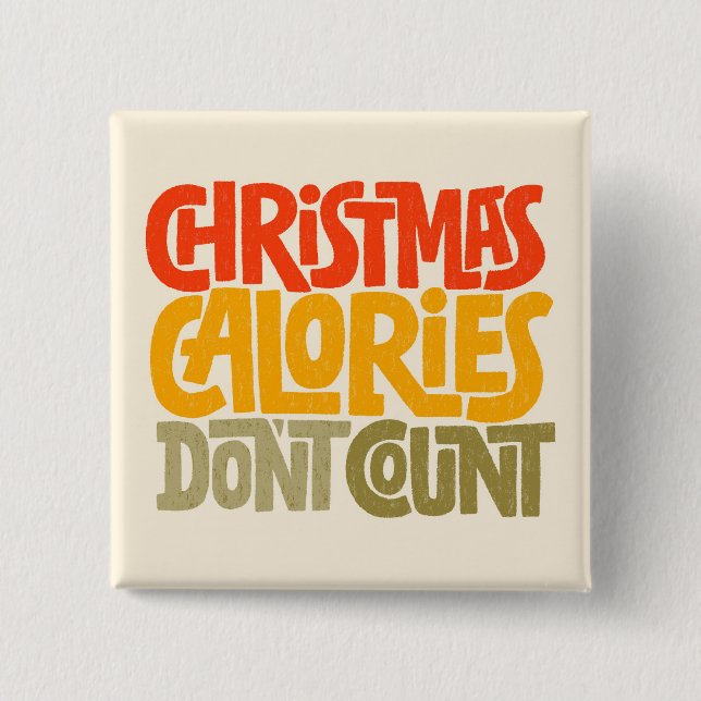 Funny Christmas Calories Don’t Count Design Button (Front)