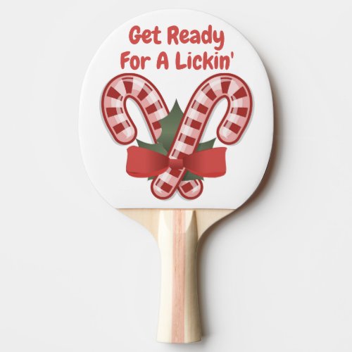 Funny Christmas Candy Cane Lick Smack Talk Ping Pong Paddle