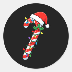 Funny Christmas Candy Canes Santa Xmas Kids Men Wo Classic Round Sticker