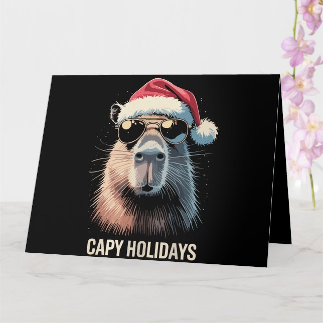 Funny Christmas Capy Holidays Xmas Capybara  Card (Orchid)
