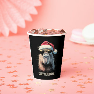 Funny Christmas Capy Holidays Xmas Capybara  Paper Cups
