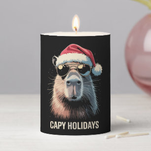 Funny Christmas Capy Holidays Xmas Capybara  Pillar Candle