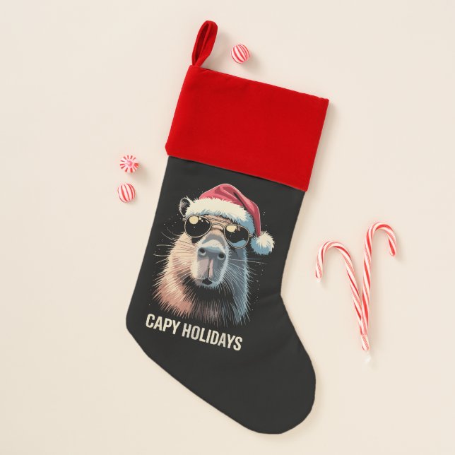 Funny Christmas Capy Holidays Xmas Capybara  Stocking (Front)