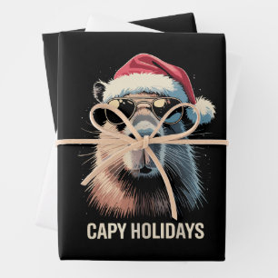 Funny Christmas Capy Holidays Xmas Capybara  Wrapping Paper Sheets