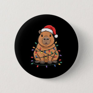 Funny Christmas Capybara Cute Cartoon Desing  Button