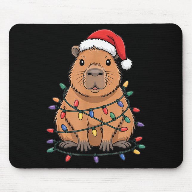 Funny Christmas Capybara Cute Cartoon Desing  Mouse Pad (Front)