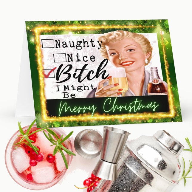 Funny Christmas Card Best Friend "Naughty? Nice?" (Creator Uploaded)