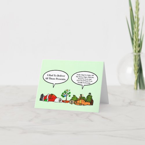 Funny Christmas Card Exhausted Santa Garbage Man  