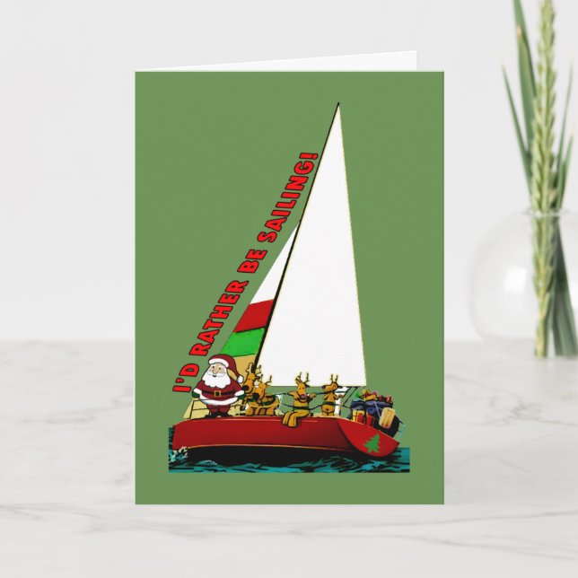 Funny Christmas card for sailors SANTA SAILING (Front)
