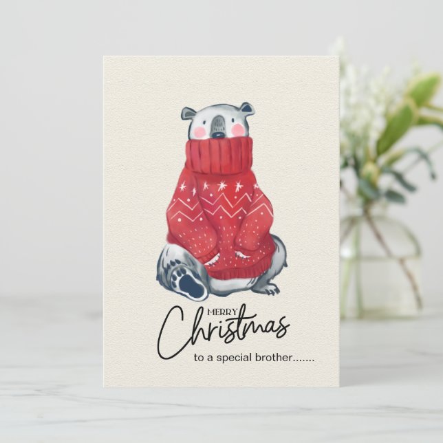 Funny Christmas Card, Funny Brother Christmas  Holiday Card (Standing Front)