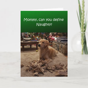 Funny Christmas card, Naughty dog shredding paper  Card