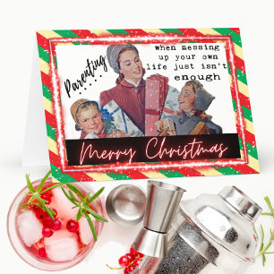 Funny Christmas Card Retro Best Friend "Parenting"