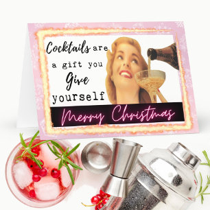Funny Christmas Card Retro Best Friend "Yourself"