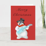 Funny Christmas Card Rock Music Guitarist Snowman<br><div class="desc">Funny Christmas Cards with Snowman Rock Music Guitar Player MIGNED Painting - Customizable - or Choose / add your card color / or text !</div>