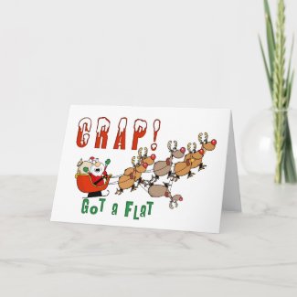 Funny Christmas Card Santa Got a Flat
