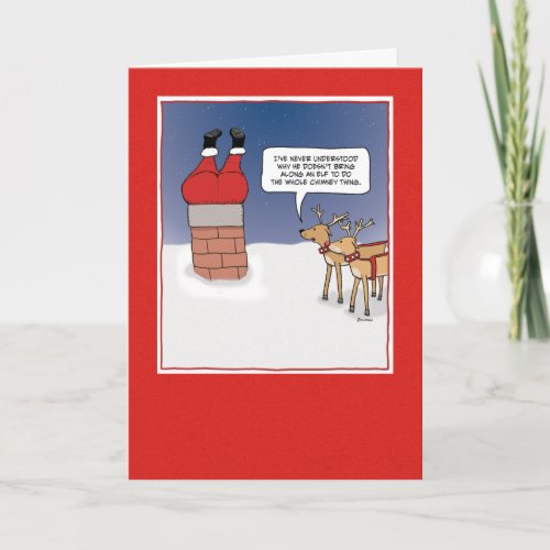 Funny Christmas card Santa Stuck Holiday Card