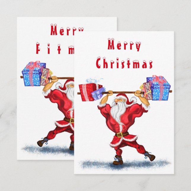 Funny Christmas Card Santa with Gifts (Front/Back)