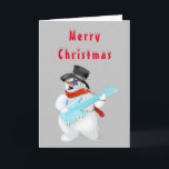 Funny Christmas Card Snowman Guitar Player<br><div class="desc">Funny Christmas Cards Snowman Guitar Player Rock Music - MIGNED Painting - Customizable - or Choose your favorite card colors / or add text with Customization tool ! Transferable</div>