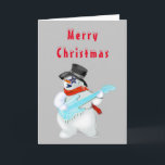 Funny Christmas Card Snowman Guitar Player<br><div class="desc">Funny Christmas Cards Snowman Guitar Player Rock Music - MIGNED Painting - Customizable - or Choose your favorite card colors / or add text with Customization tool ! Transferable</div>