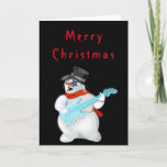 Funny Christmas Card Snowman Rock Music Guitarist<br><div class="desc">Funny Christmas Cards with Snowman Rock Music Guitar Player MIGNED Painting - Customizable - or Choose / add your favorite card color / text / more !</div>