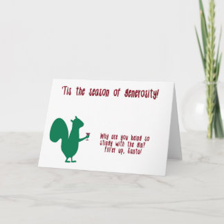 Funny Christmas Card with squirrel and gin