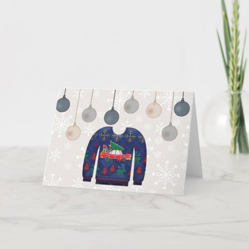 Funny Christmas Card with Ugly Christmas Sweater