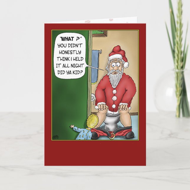 Funny Christmas Cards: Bathroom Break Holiday Card (Front)