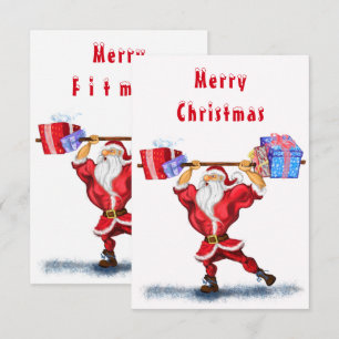Funny Christmas Cards Bodybuilder Santa Claus