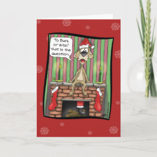 Funny Christmas Cards: Guard dog on duty Holiday Card