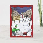Funny Christmas Cards: Pro-Snow Holiday Card<br><div class="desc">A cartoon Christmas greeting card with a cartoon of a couple of Snow People making their position known about the use of Snow Blowers. The inside of the cards reads: “Join the cause…..for having a Merry Christmas!</div>