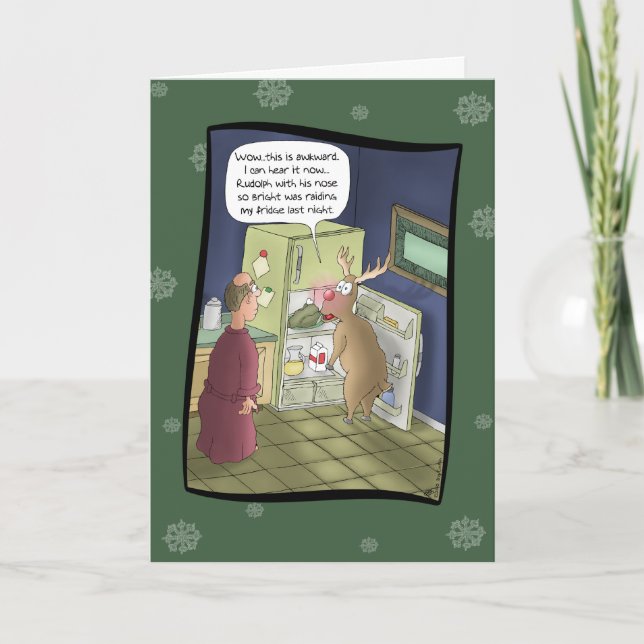 Funny Christmas Cards: Raiding the Fridge Holiday Card (Front)