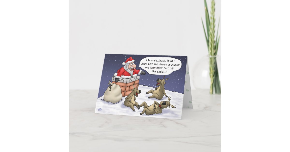 Funny Christmas Cards: Stuck Holiday Card | Zazzle