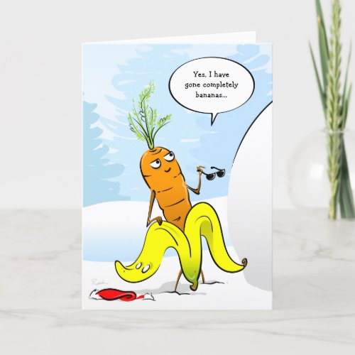 Funny Christmas Carrot Gone Bananas Holiday Card