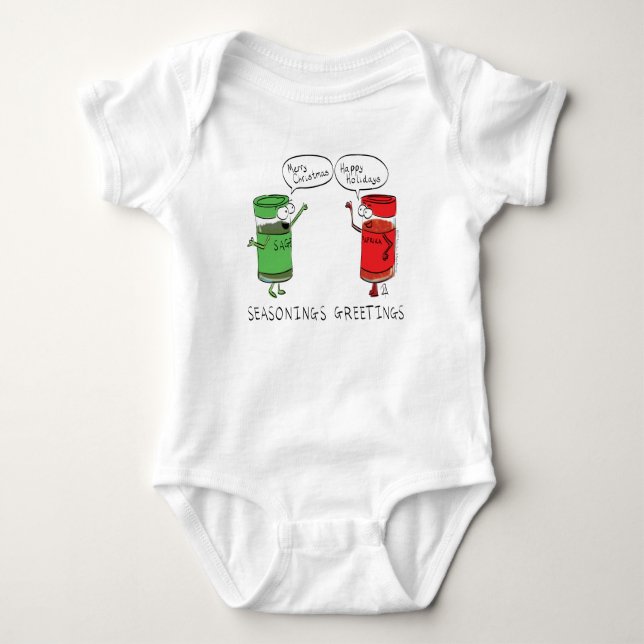 Funny Christmas Cartoon Cooking Spices Baby Bodysuit (Front)