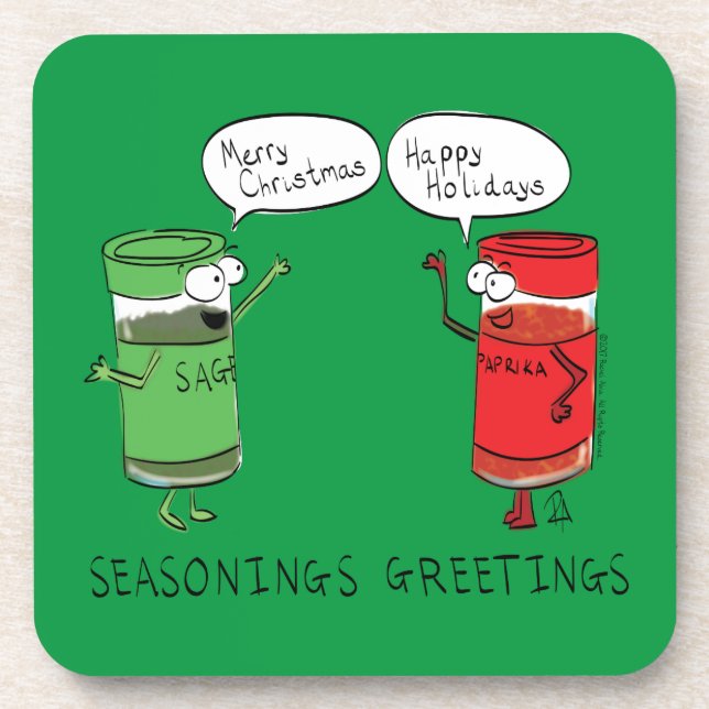 Funny Christmas Cartoon Cooking Spices Beverage Coaster (Front)