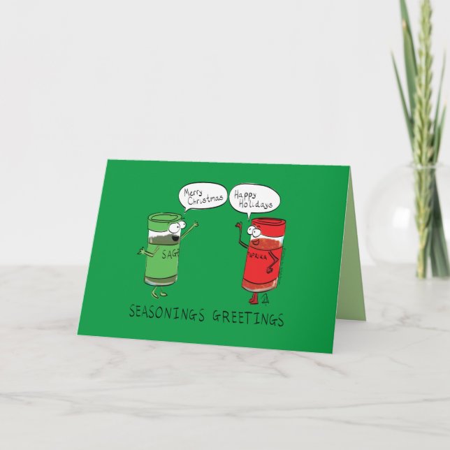 Funny Christmas Cartoon Cooking Spices Card (Front)