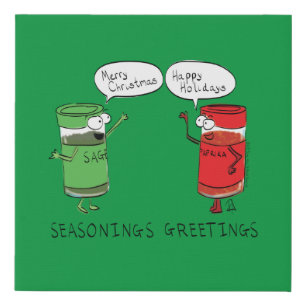 Funny Christmas Cartoon Cooking Spices Faux Canvas Print
