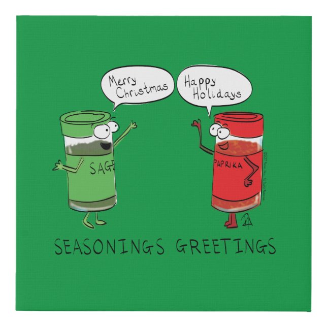 Funny Christmas Cartoon Cooking Spices Faux Canvas Print (Front)
