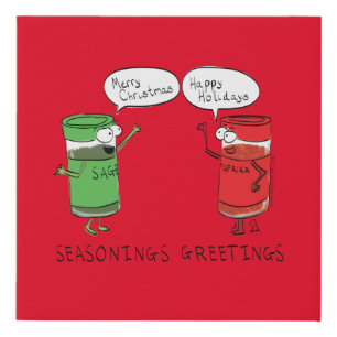 Funny Christmas Cartoon Cooking Spices Faux Canvas Print