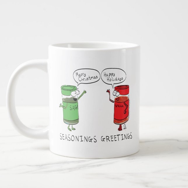 Funny Christmas Cartoon Cooking Spices Giant Coffee Mug (Left)